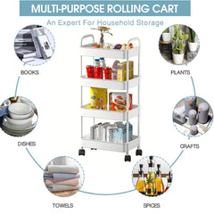 4 Tier Functional Cart Rack For Kitchen Bathroom Office And Bedroom