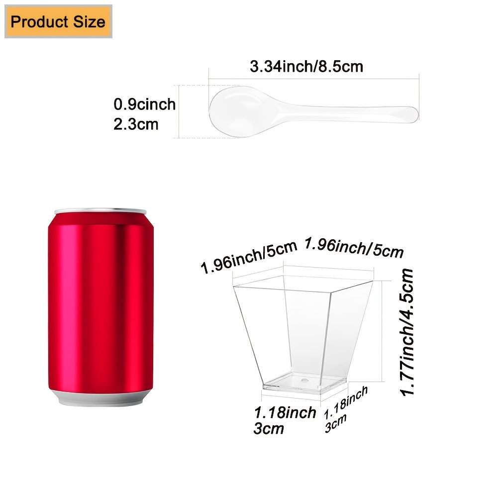 50pcs Clear Plastic Cups With 50pcs Spoon 2oz 60ml Reusable Mini Dessert Cup