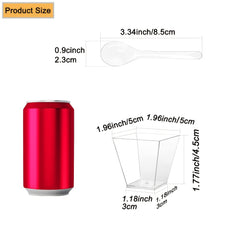 50pcs Clear Plastic Cups With 50pcs Spoon 2oz 60ml Reusable Mini Dessert Cup