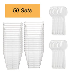 50pcs Clear Plastic Cups With 50pcs Spoon 2oz 60ml Reusable Mini Dessert Cup