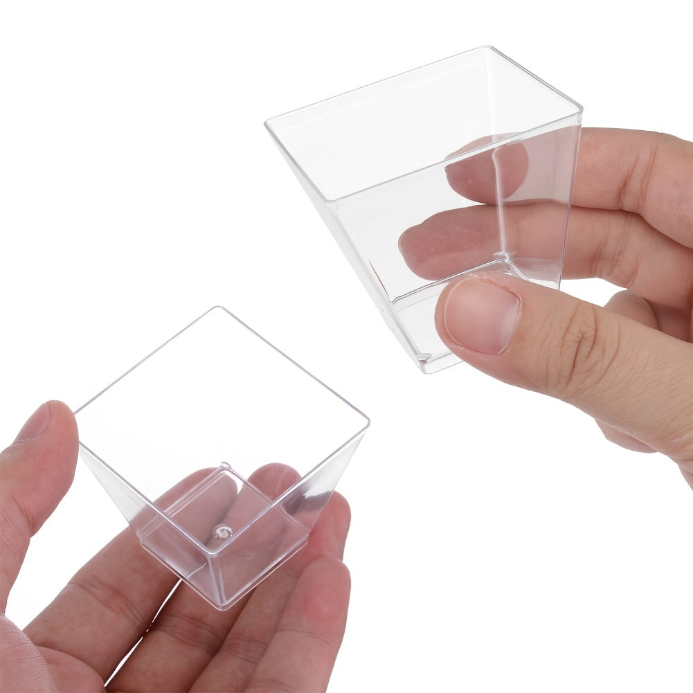 50pcs Clear Plastic Cups With 50pcs Spoon 2oz 60ml Reusable Mini Dessert Cup