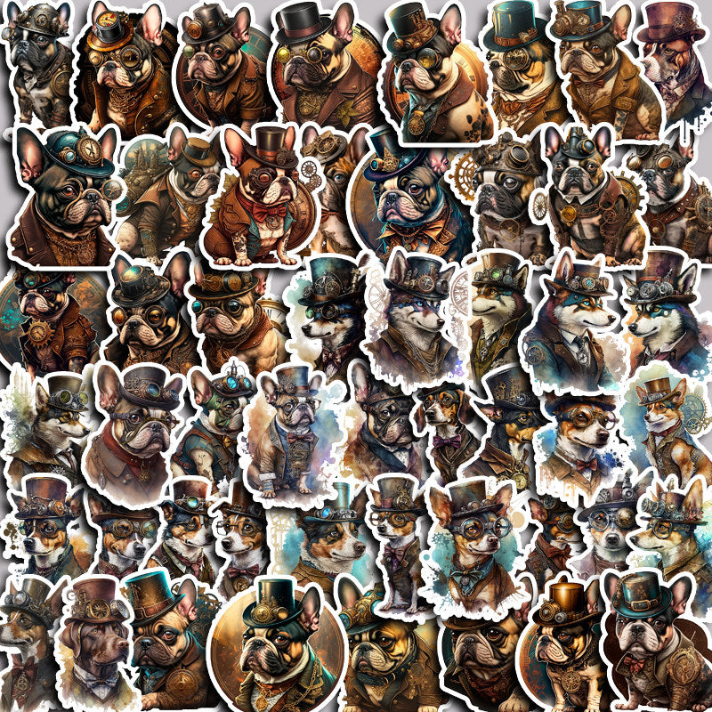50pcs Steampunk Dog Vinyl Stickers Water Bottle Laptops Phone
