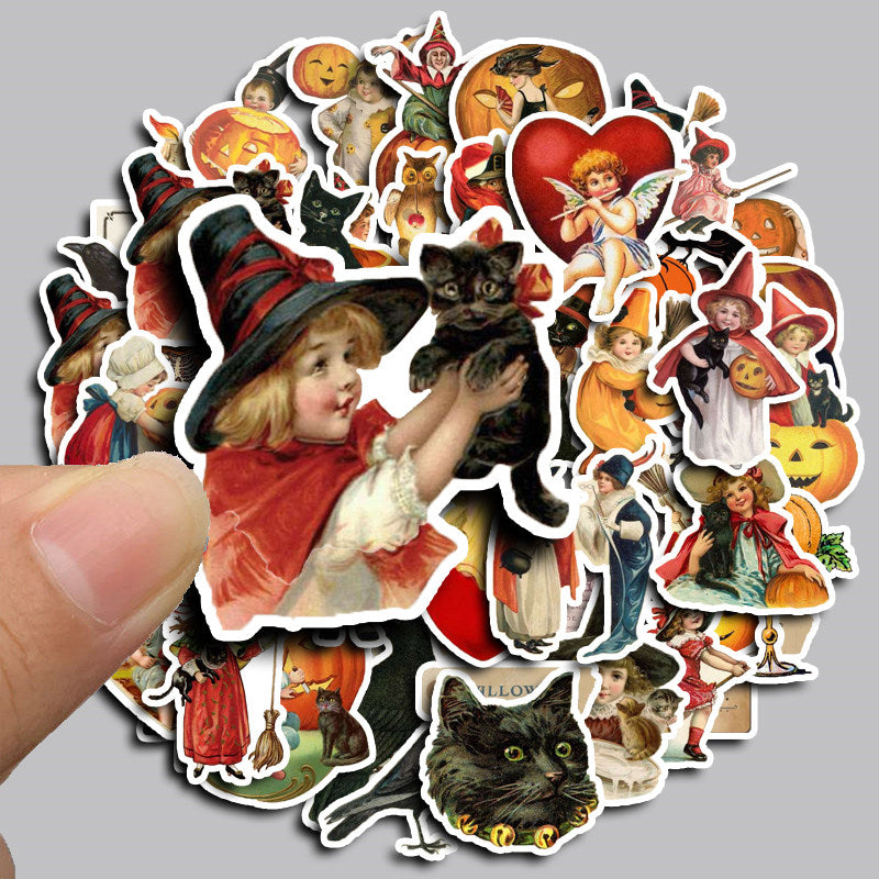 50pcs Retro Halloween Stickers DIY Crafts Scrapbooking Stickers