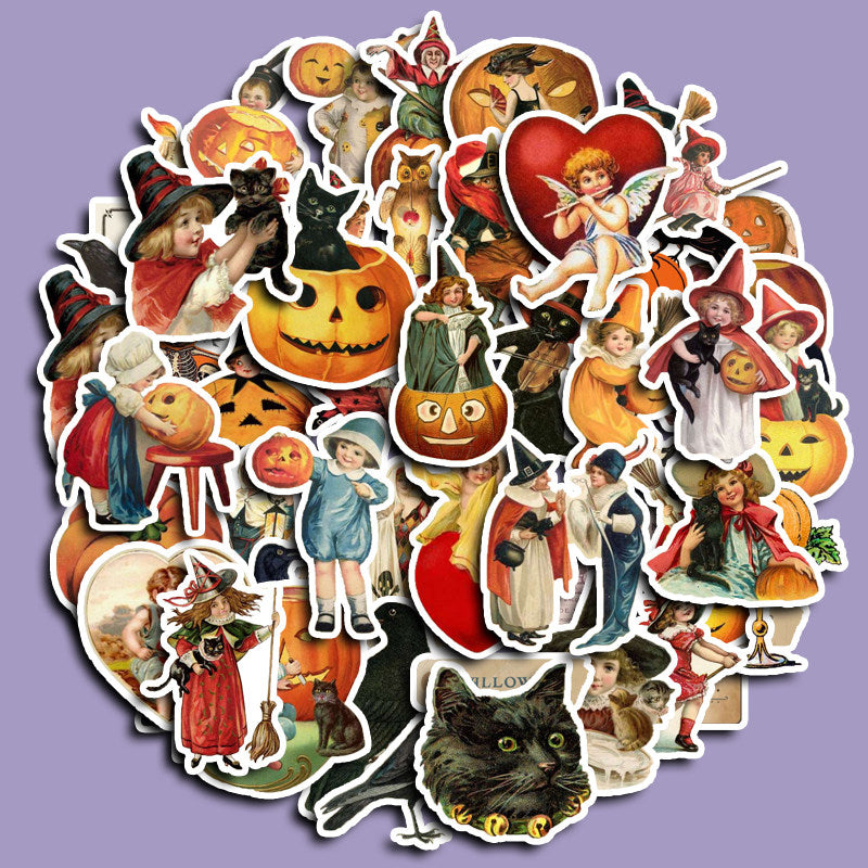 50pcs Retro Halloween Stickers DIY Crafts Scrapbooking Stickers