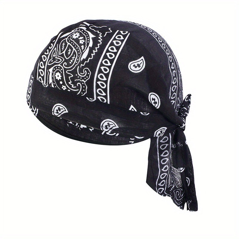 Vintage Paisley Print Turban Cap Head Wrap Bandana Lace Up Hat Scarves
