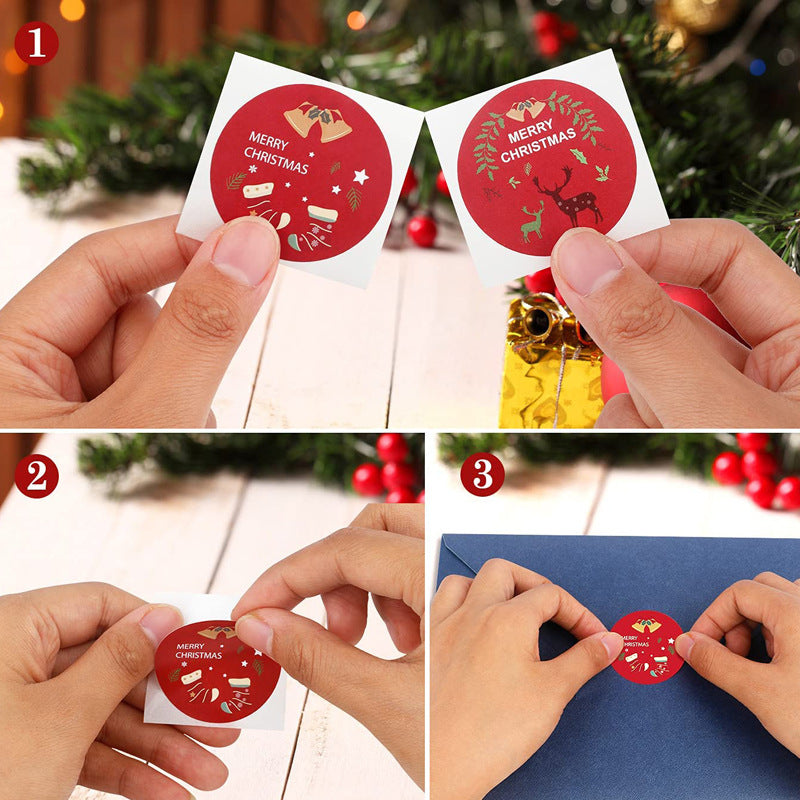 Christmas Sticker Roll 3 Sealing Label Merry Christmas Gift Decoration