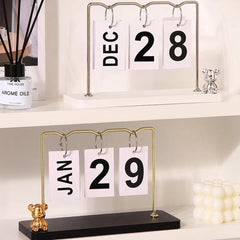 Metal Teddy Bear Shaped Desk Calendar Display for Office
