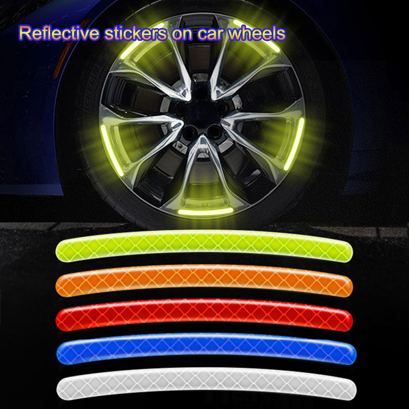 20pcs RV Wheel Hub Reflective Sticker Rim Reflective Strips Luminous Sticker