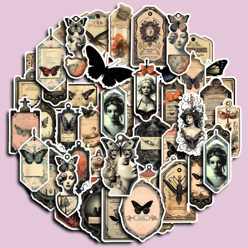 50pcs Steampunk Butterfly Dream Sticker Arts Crafts