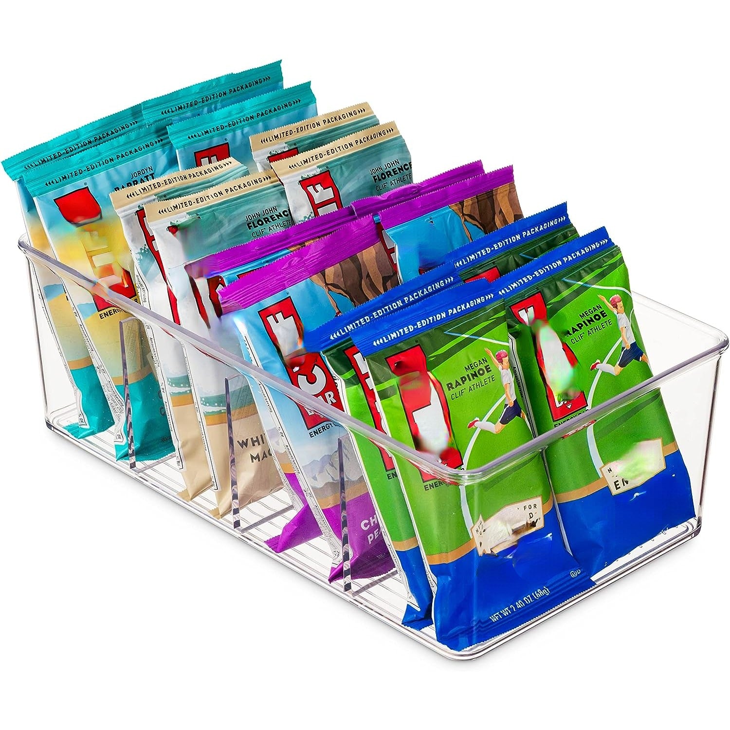 2pcs Plastic Food Storage Bins Divided Compartment Holder for Snacks Packets