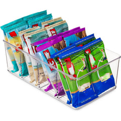2pcs Plastic Food Storage Bins Divided Compartment Holder for Snacks Packets