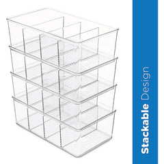 2pcs Plastic Food Storage Bins Divided Compartment Holder for Snacks Packets