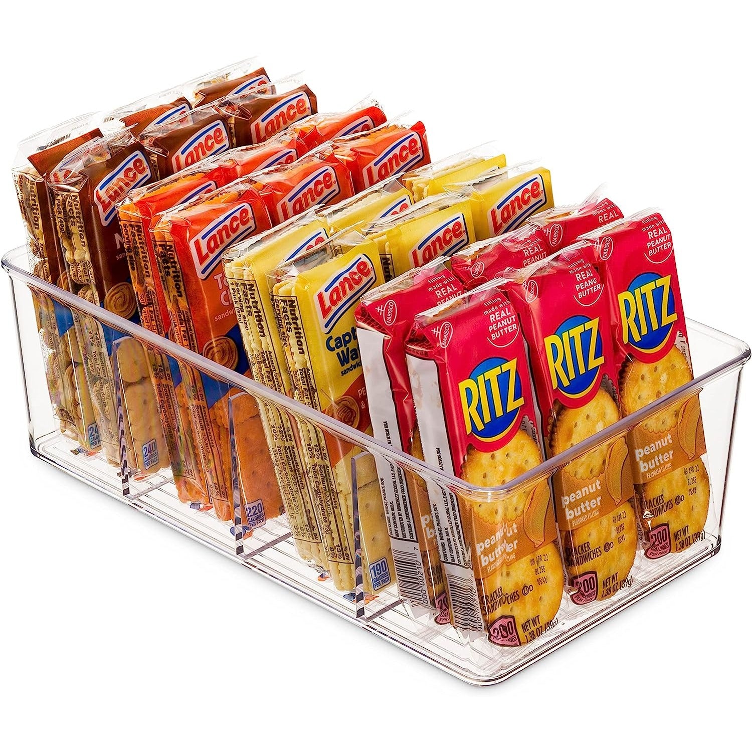 2pcs Plastic Food Storage Bins Divided Compartment Holder for Snacks Packets