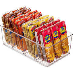 2pcs Plastic Food Storage Bins Divided Compartment Holder for Snacks Packets