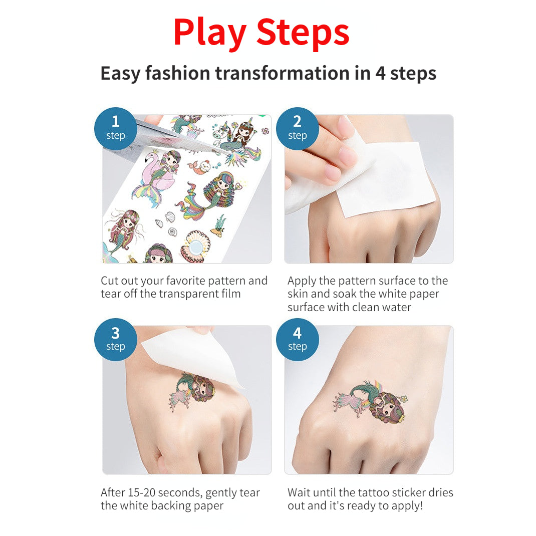 10pcs Mermaid Tattoo Stickers Waterproof Face Arm Decorative Fun Party Supplies