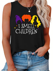  Halloween Casual Tank Top Women's Plus Slogan & Graphic Print