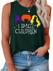  Halloween Casual Tank Top Women's Plus Slogan & Graphic Print