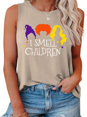  Halloween Casual Tank Top Women's Plus Slogan & Graphic Print