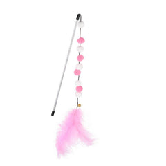 Pompom Cat Toys Interactive Stick Feather Kitten Teasing Durable Playin