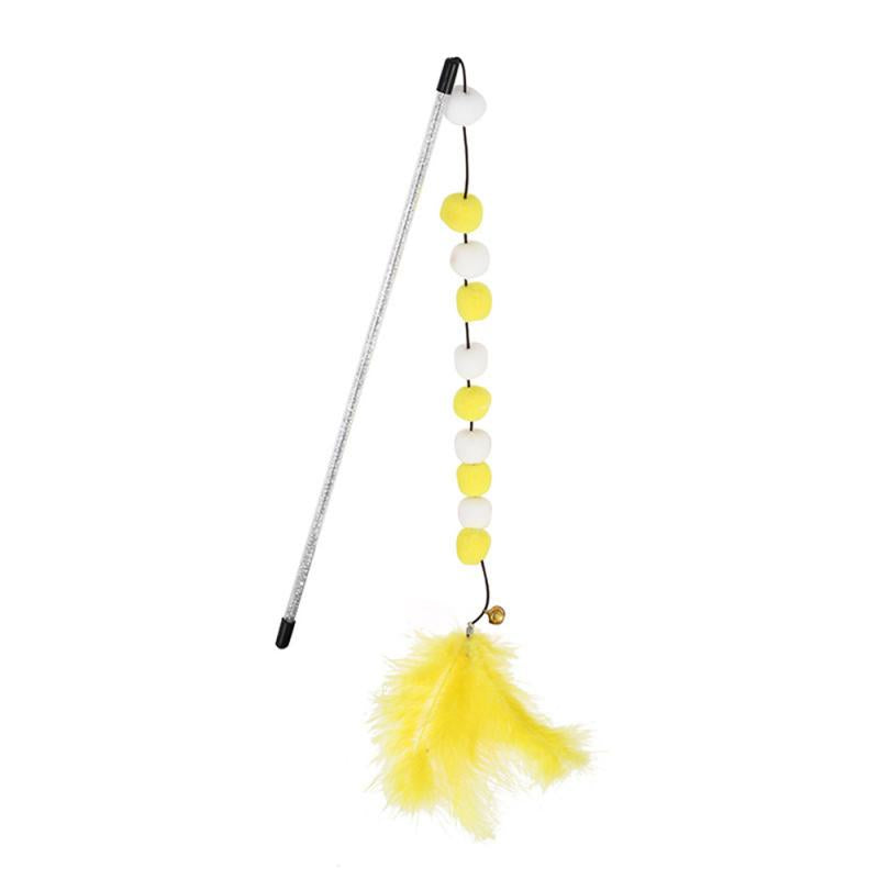 Pompom Cat Toys Interactive Stick Feather Kitten Teasing Durable Playin