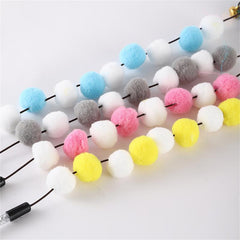 Pompom Cat Toys Interactive Stick Feather Kitten Teasing Durable Playin