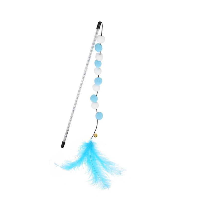 Pompom Cat Toys Interactive Stick Feather Kitten Teasing Durable Playin