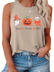  Halloween Tank Top Women's Plus Round Neck Vest Top