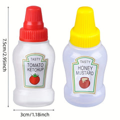 4pcs Mini Ketchup Sauce Bottles 25ml - Condiment Jars Lunch BBQ Camping Parties