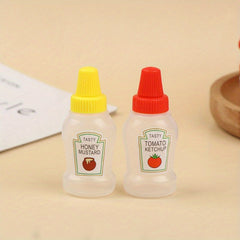 4pcs Mini Ketchup Sauce Bottles 25ml - Condiment Jars Lunch BBQ Camping Parties