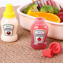 4pcs Mini Ketchup Sauce Bottles 25ml - Condiment Jars Lunch BBQ Camping Parties