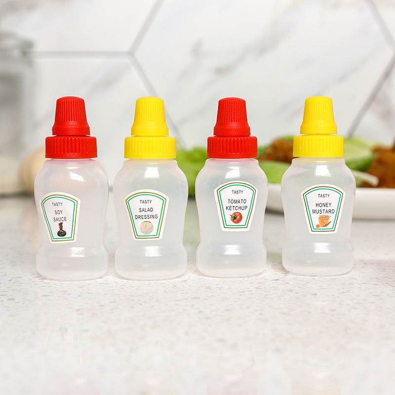 4pcs Mini Ketchup Sauce Bottles 25ml - Condiment Jars Lunch BBQ Camping Parties
