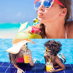 20PCS Disposable Biodegradable Small Bee Paper Straws - Party Decoration