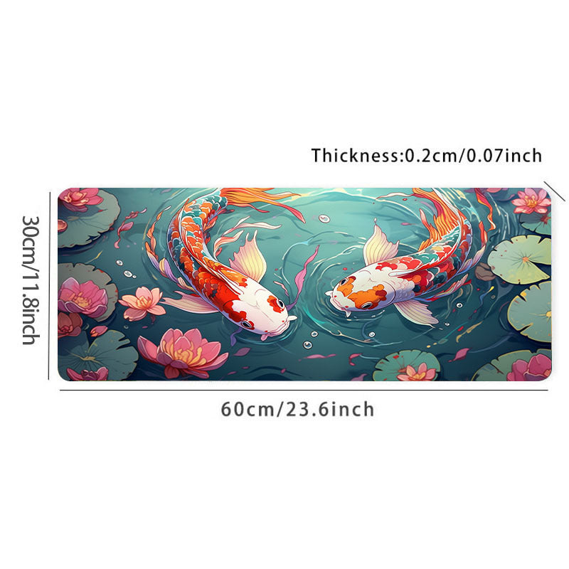 Chinese Style Carp Large Mousepad HD Keyboard Pad