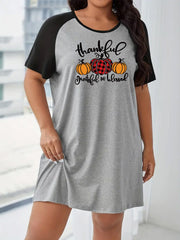  Pumpkin Print Raglan Sleeve Nightdress