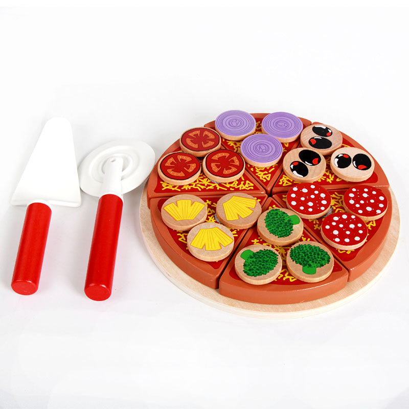 Wooden Mushroom Pizza Cut Play House Toy Educational