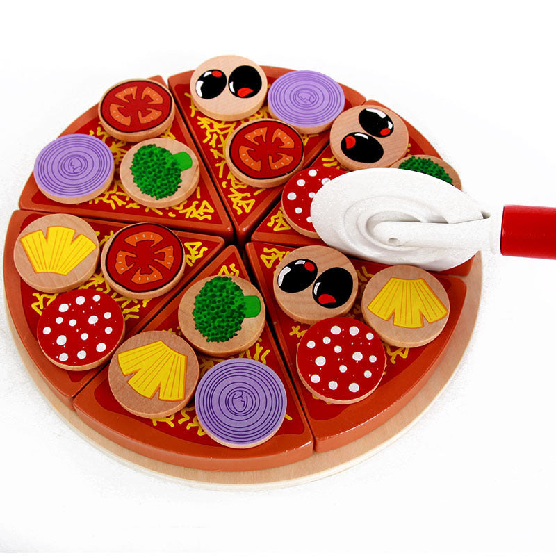 Wooden Mushroom Pizza Cut Play House Toy Educational