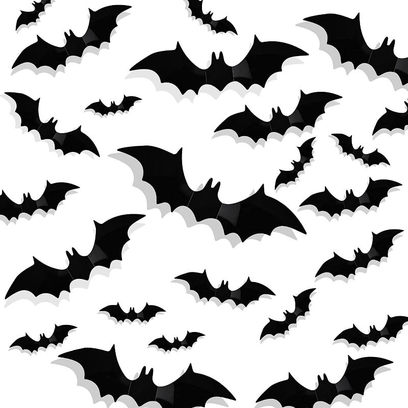 12pcs 3D PVC Bat Halloween Decoration Scary Decor Props Wall Sticker