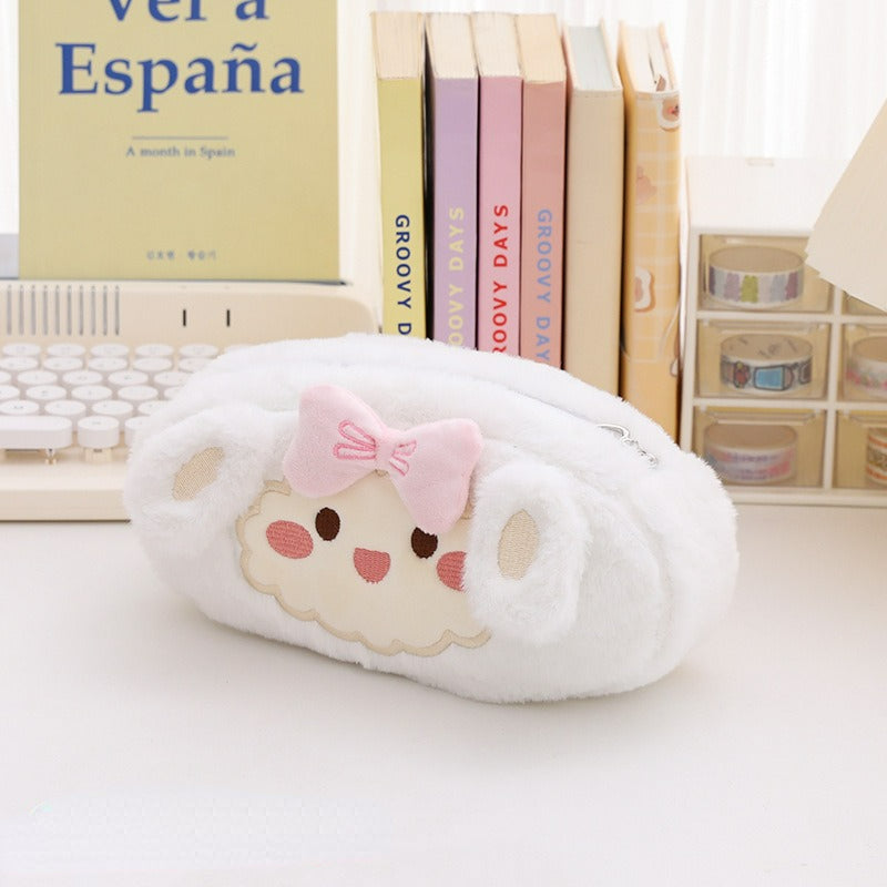 Cartoon Plush Pencil Bag Large Capacity Student Pencil Case Storage Bag