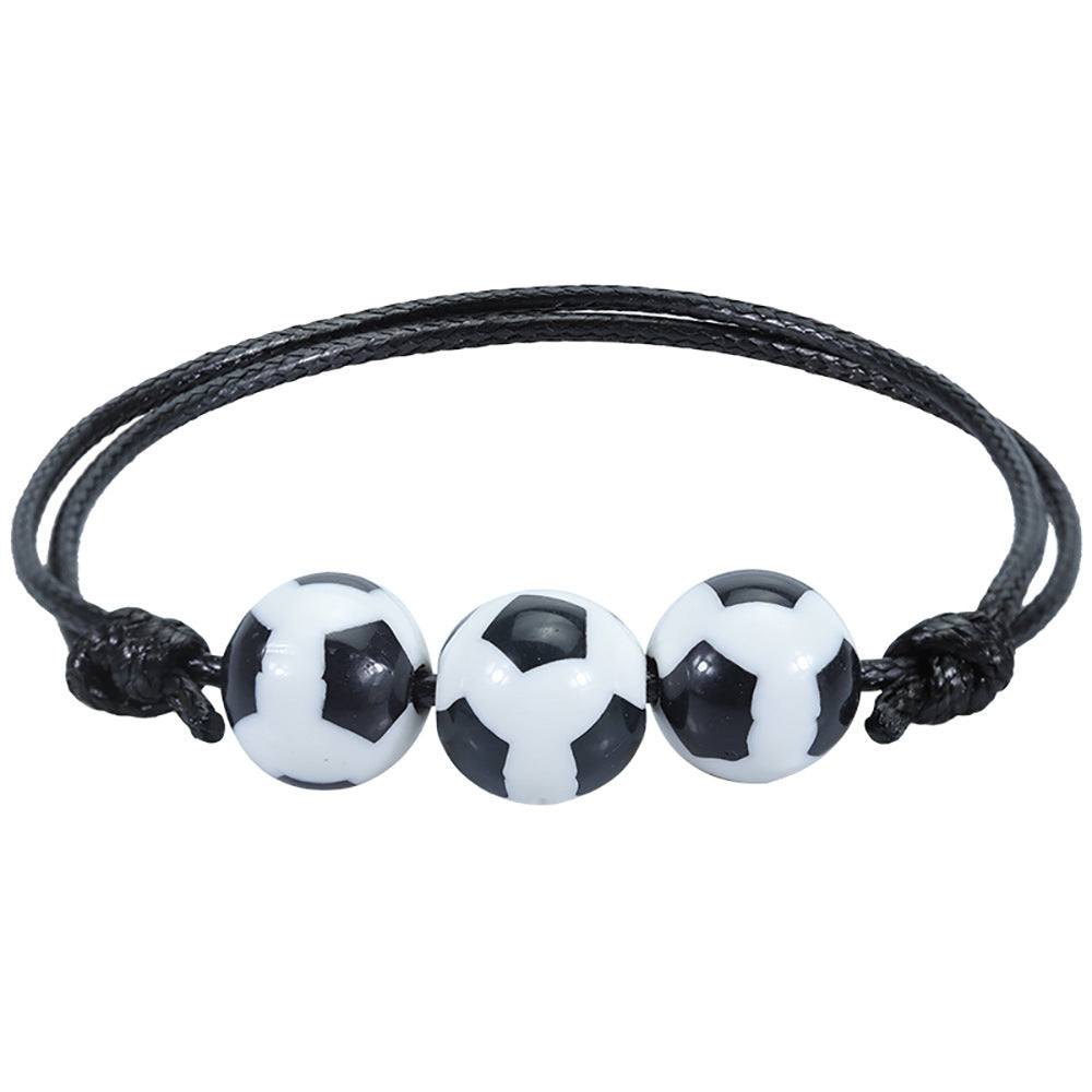 Sports Themed Ball Charm Bracelet Basketball Football Rugby Rope Wristband