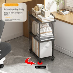 Floor Book Storage Rack With Movable Bookshelf