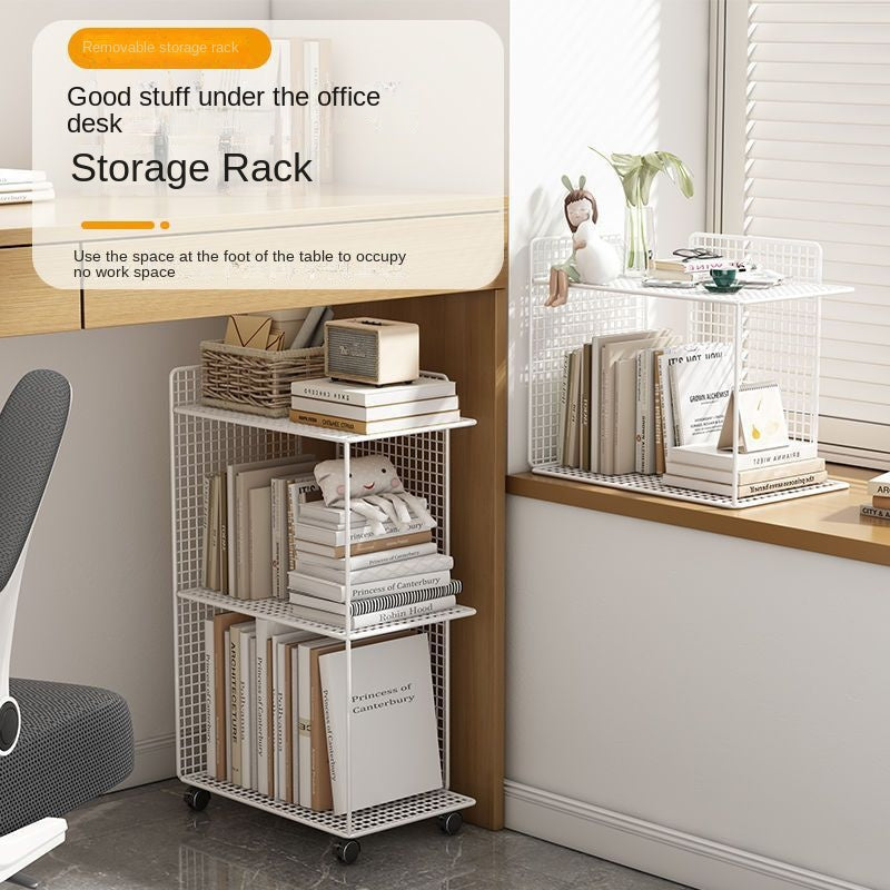 Floor Book Storage Rack With Movable Bookshelf