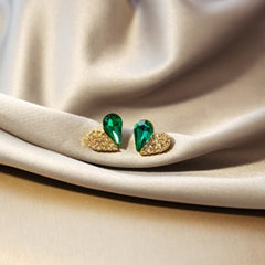 Green Pink Heart Diamond Earrings Halloween Gift