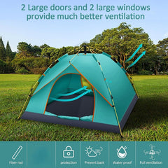 Pop Up Camping Tent Double Layer Portable Automatic Tent Waterproof