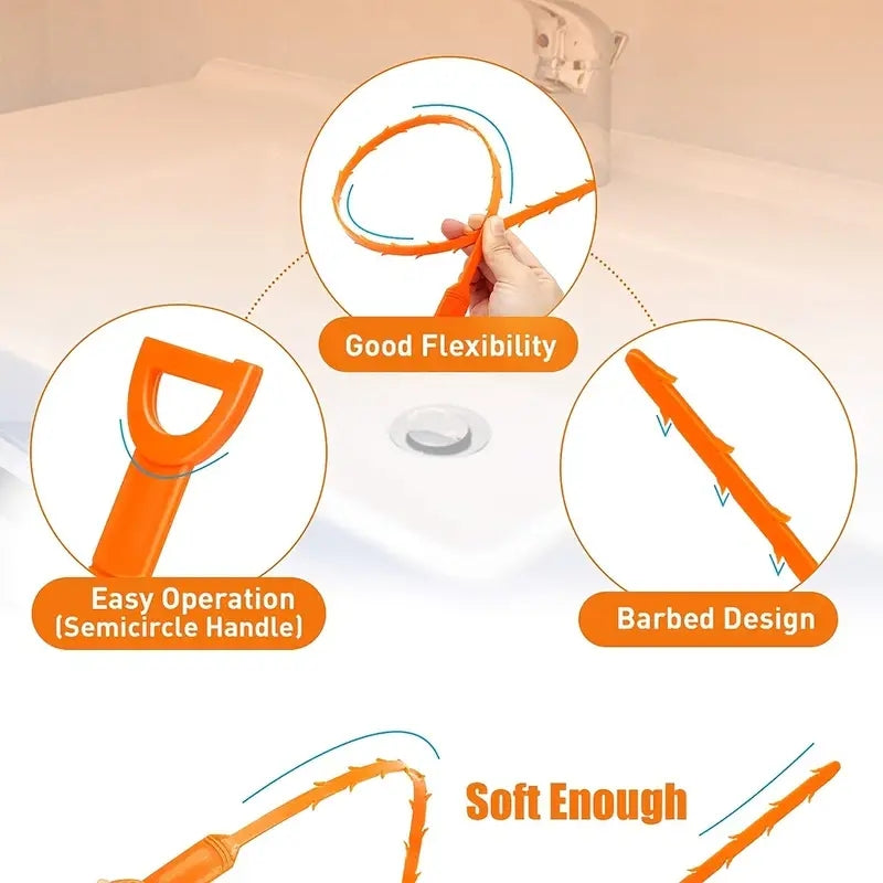 8Pcs Pipe Dredge Hook Sewer Toilet Hair Cleaning Tool