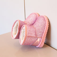 Sequin Slip On Snow Boots Girls Warm Fleece Outdoor Winter