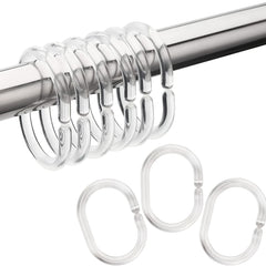 12pcs Clear C Shower Curtain Rings Strong Hooks Easy Installation