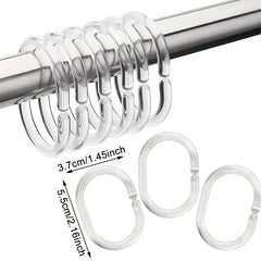 12pcs Clear C Shower Curtain Rings Strong Hooks Easy Installation