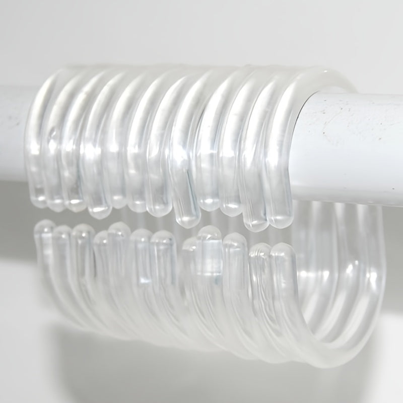 12pcs Clear C Shower Curtain Rings Strong Hooks Easy Installation