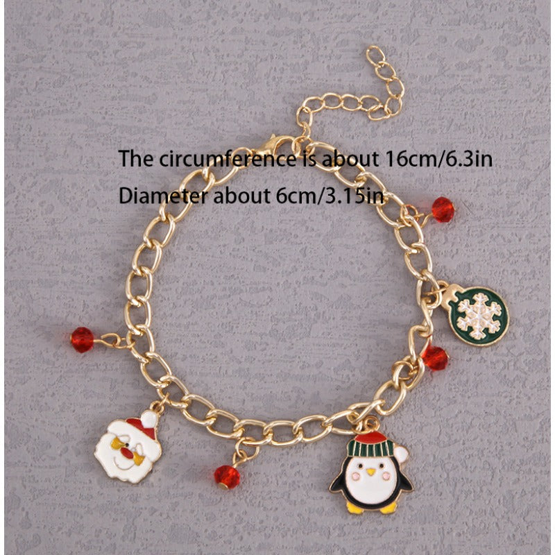 Christmas Bracelet Santa Elk Snowman Red Crystal Holiday Gift