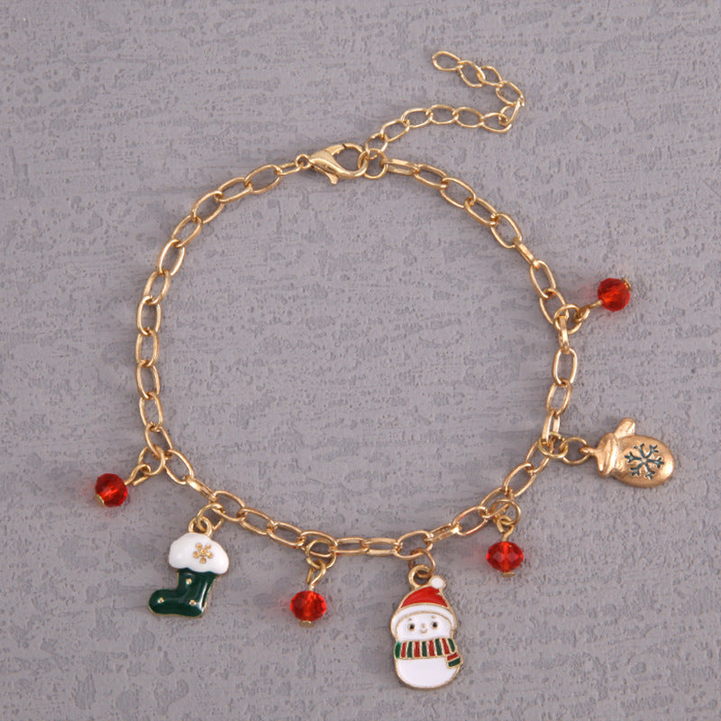 Christmas Bracelet Santa Elk Snowman Red Crystal Holiday Gift